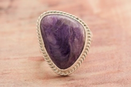 Genuine Charoite Sterling Silver Native American Ring